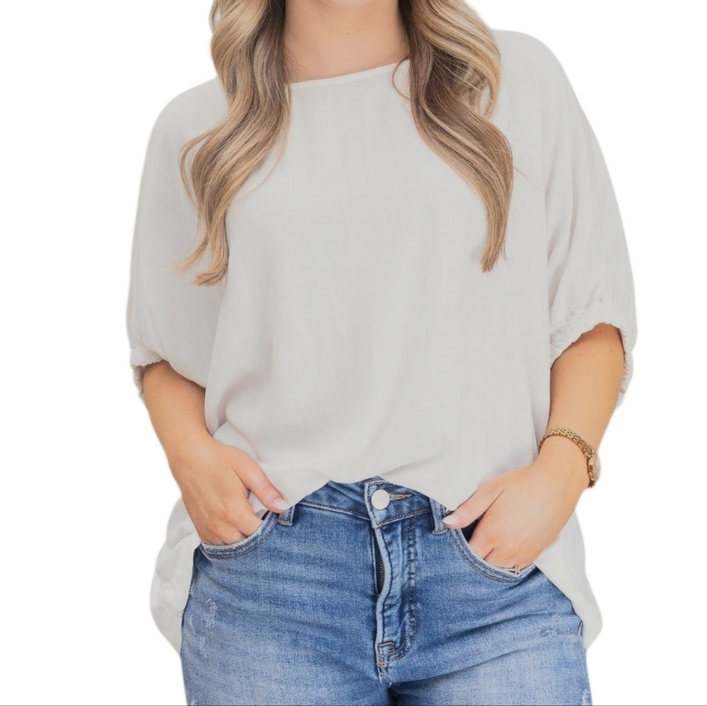 New Zenana Womens Cream Beige Casual Top Size S M L XL Plus